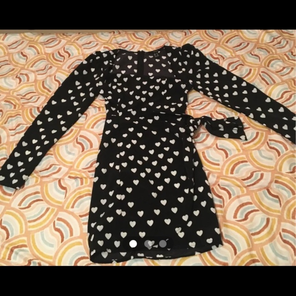 Beautiful, black and white dress with hearts